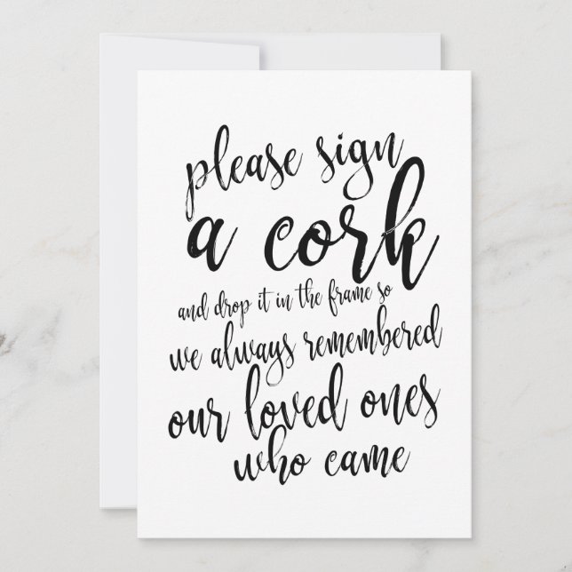Libro de invitados de corcho de vino Señal de boda (Anverso)