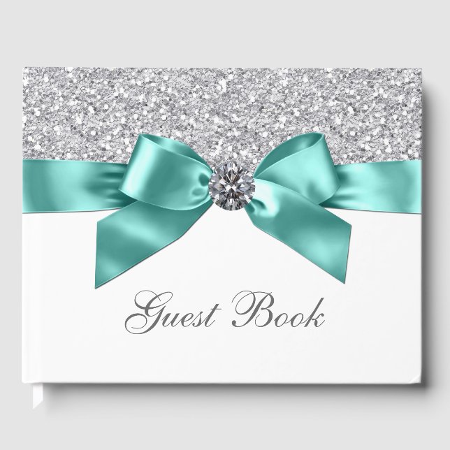 Libro de invitados de cumpleaños boda azul verde p (Anverso)