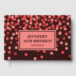 Libro de invitados de cumpleaños con confeti negro