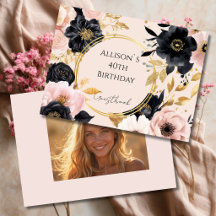 Libro de Invitados de Cumpleaños con Flores Rosada