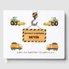 Libro de invitados de cumpleaños de construccion d