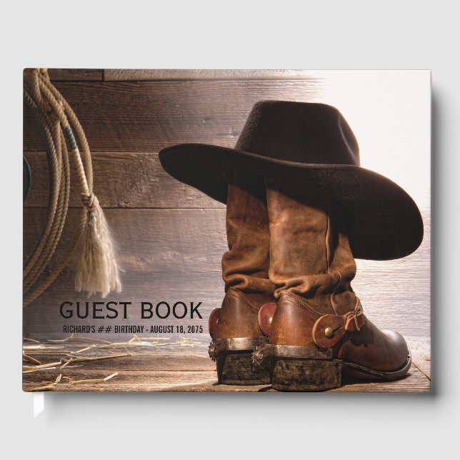 Libro de invitados de cumpleaños de hombre con bot (Anverso)