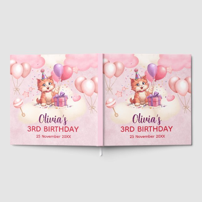 Libro de invitados de cumpleaños de Kitty Cat Cele (Lleno)
