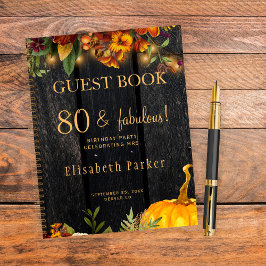 Libro de invitados de cumpleaños de otoño rústico 