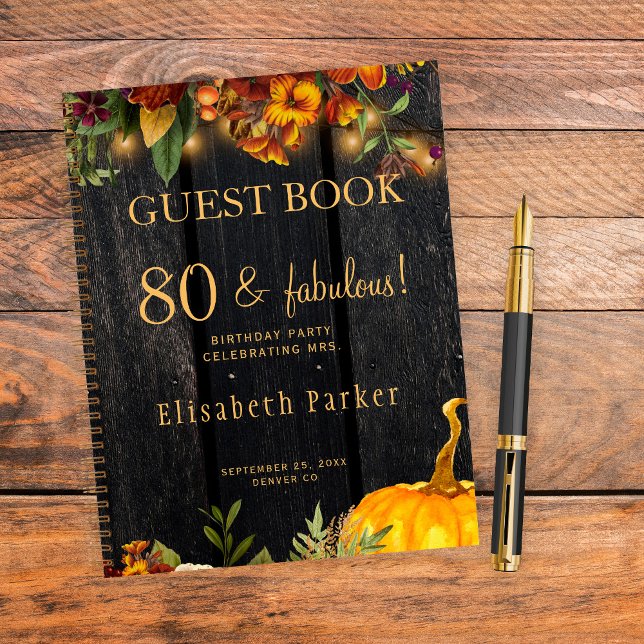Libro de invitados de cumpleaños de otoño rústico  (Subido por el creador)