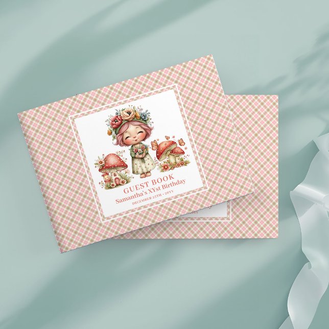 Libro de Invitados de Cumpleaños número 6 de Hada  (Whimsy Blush Fairy 6th Birthday Guest Book)
