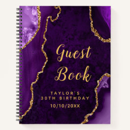 Libro de invitados de cumpleaños Purple and Gold A