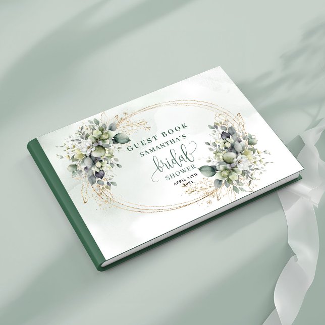 Libro de invitados de desayuno nupcial botánico ac (Watercolor Botanical Bridal Shower Guest Book)