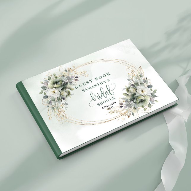 Libro de invitados de ducha de novia con acuarela  (Botanical Watercolor Bridal Shower Guest Book)
