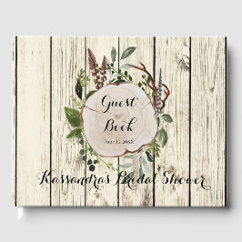 Libro de invitados de ducha de novia rústico bohem