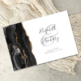 Libro de invitados de escritura con ágata negra y 