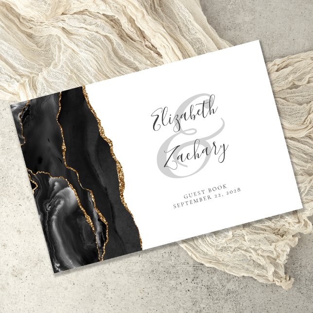 Libro de invitados de escritura con ágata negra y  (Subido por el creador)