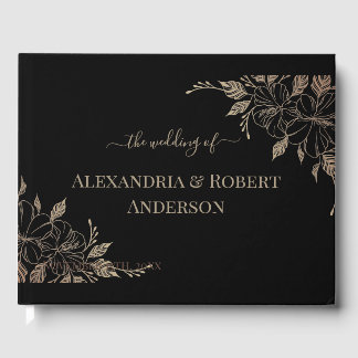Libro de invitados de Fancy Gold Lines Boda