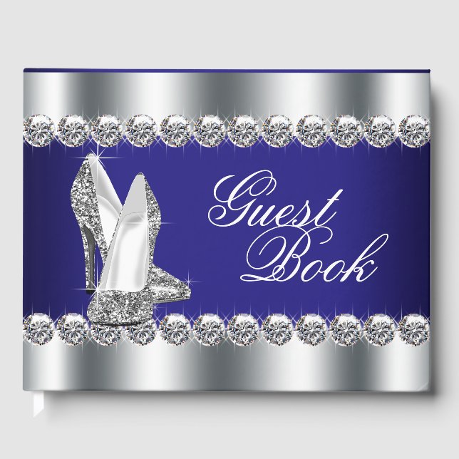 Libro de invitados de fiesta de cumpleaños azul re (Anverso)