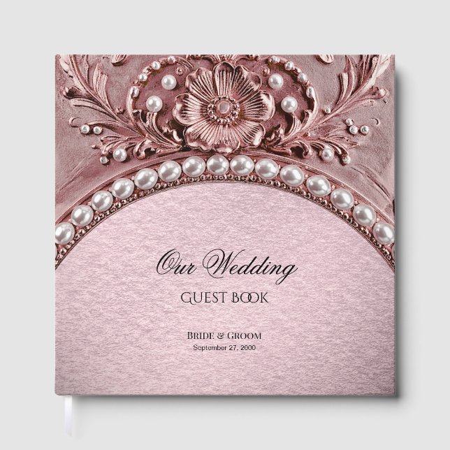 Libro de invitados de flor rosa (Anverso)