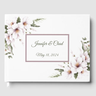 Libro de Invitados de Floral Blanco