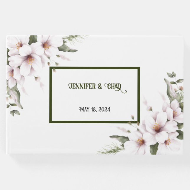 Libro de Invitados de Floral Blanco (Anverso)