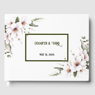 Libro de Invitados de Floral Blanco