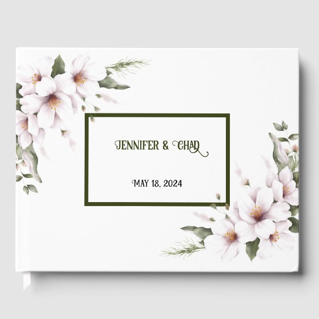 Libro de Invitados de Floral Blanco (Anverso)