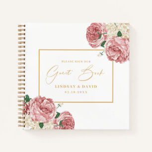 Libro de invitados de Floral Peonies and Rosas Bod