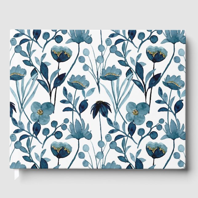 Libro de Invitados de Flores Acuarela (Anverso)