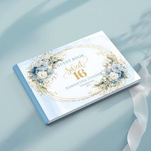 Libro de invitados de flores azules polvorientas l