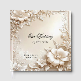 Libro de invitados de flores de marfil