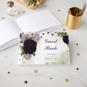 libro de invitados de flores profundas y moradas c
