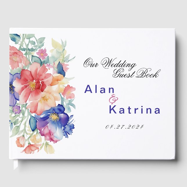 Libro de Invitados de Flores Vibrantes Boho (Anverso)