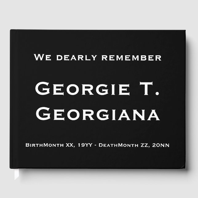 Libro de invitados de funerales respetable y elega (Anverso)