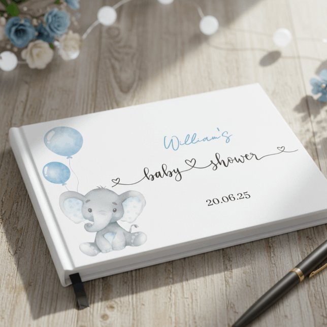 Libro de invitados de globo de elefante azul para  (Subido por el creador)
