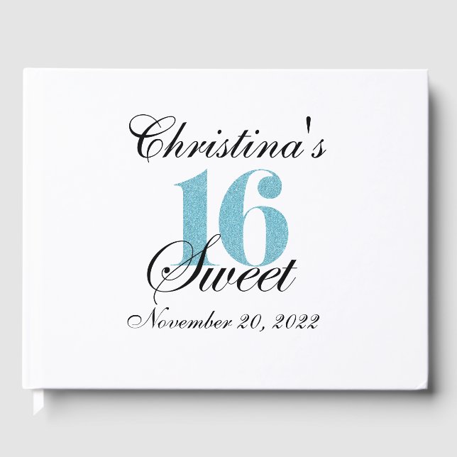 Libro de invitados de Glossy Sweet 16 Personalizad (Anverso)