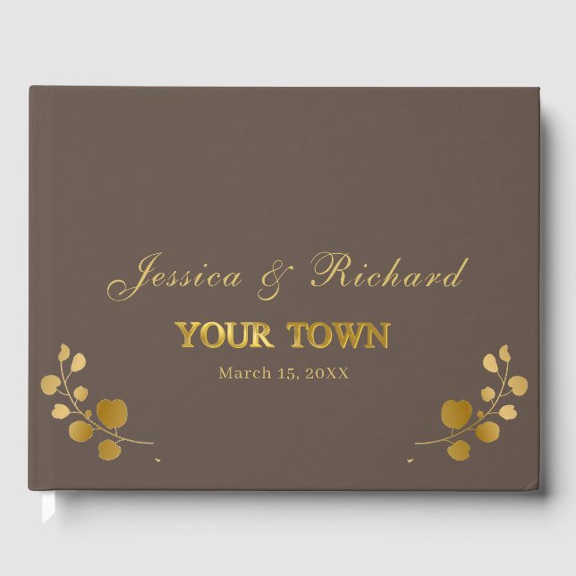 Libro de invitados de Gold Eucalyptus Boda (Anverso)