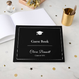 Libro de invitados de graduación 2026 en negro y b