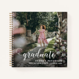 Libro de invitados de graduación con elegante escr