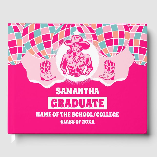 Libro de invitados de graduación de Cowgirl Space (Anverso)