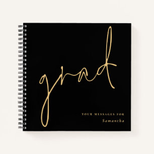 Libro de invitados de graduación de guión dorado n