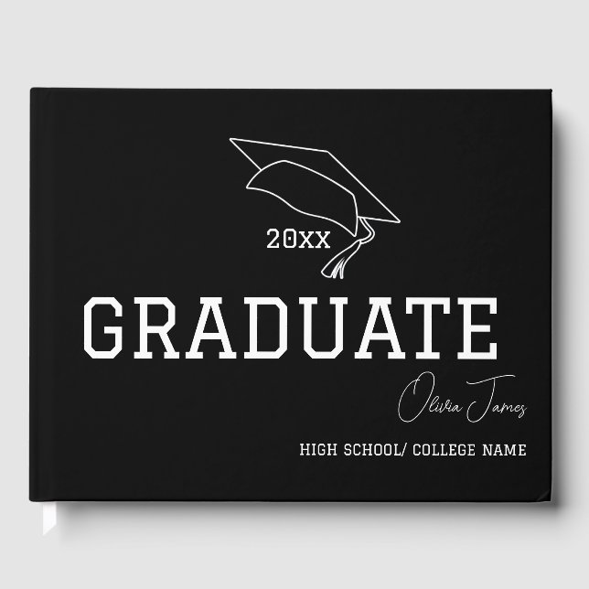 Libro de invitados de graduación negra de año Pers (Anverso)