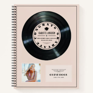 Libro de invitados de graduación rosa Retro Vinyl