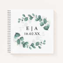 Libro de invitados de Green & Gold Eucalyptus Boda