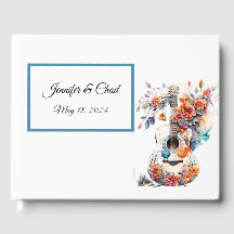 Libro de invitados de guitarra floral