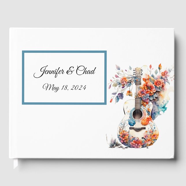 Libro de invitados de guitarra floral (Anverso)