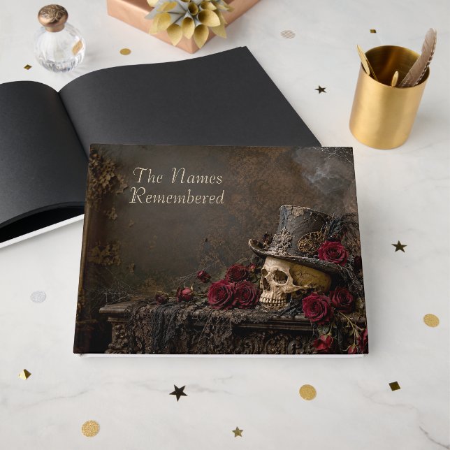 Libro de Invitados de Halloween Gótico Los Nombres (Anverso Abierto)