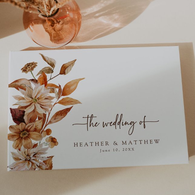 Libro de invitados de la boda de otoño (Elegant Fall Floral Wedding Guest Book by Painted Paperie
)