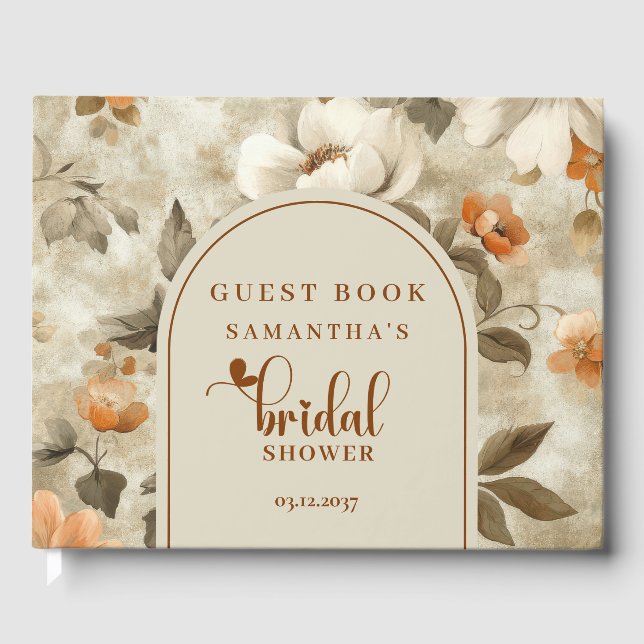 Libro de invitados de la ducha nupcial floral de t (Anverso)