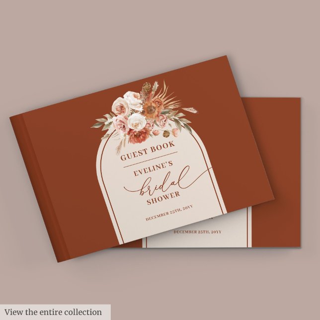 Libro de invitados de la novia pampas boho (Whimsical copper pampas boho bridal guest book

)