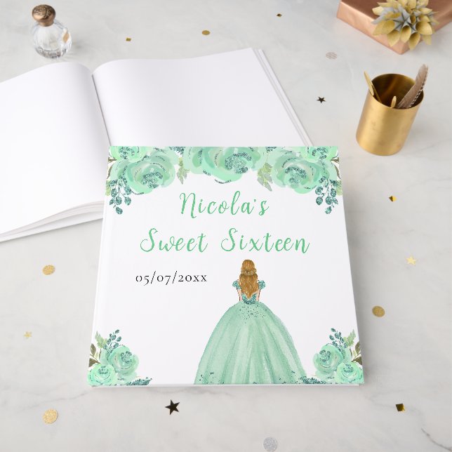 Libro de invitados de la princesa de cabello rubio (Anverso Abierto)