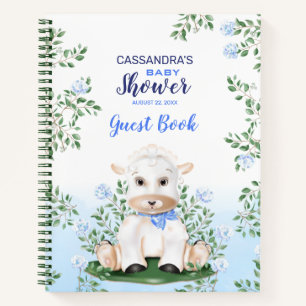 Libro de invitados de Lamb Blue Floral Baby Shower