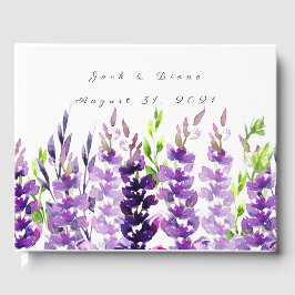 Libro de invitados de Lavender color de agua morad