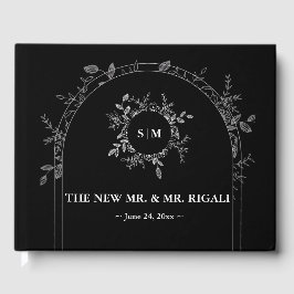 Libro de invitados de lujo negro y elegante